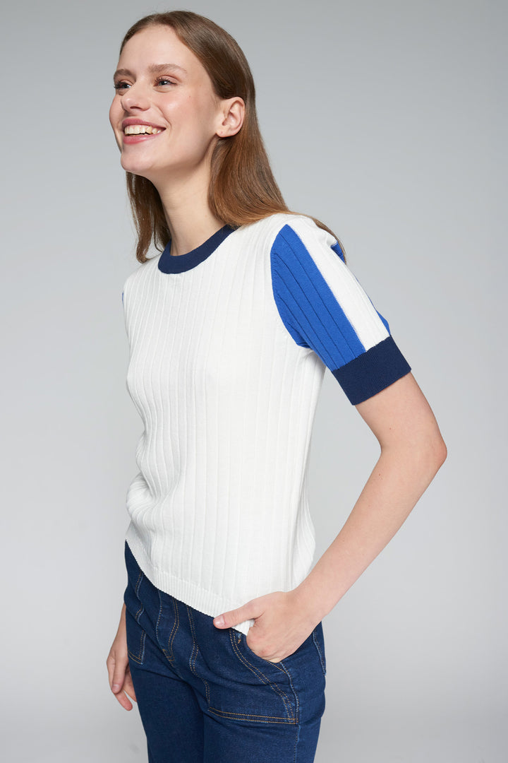 Vilagallo Maia 32125 Cream Ribbed Knit Jumper - Shirley Allum Boutique