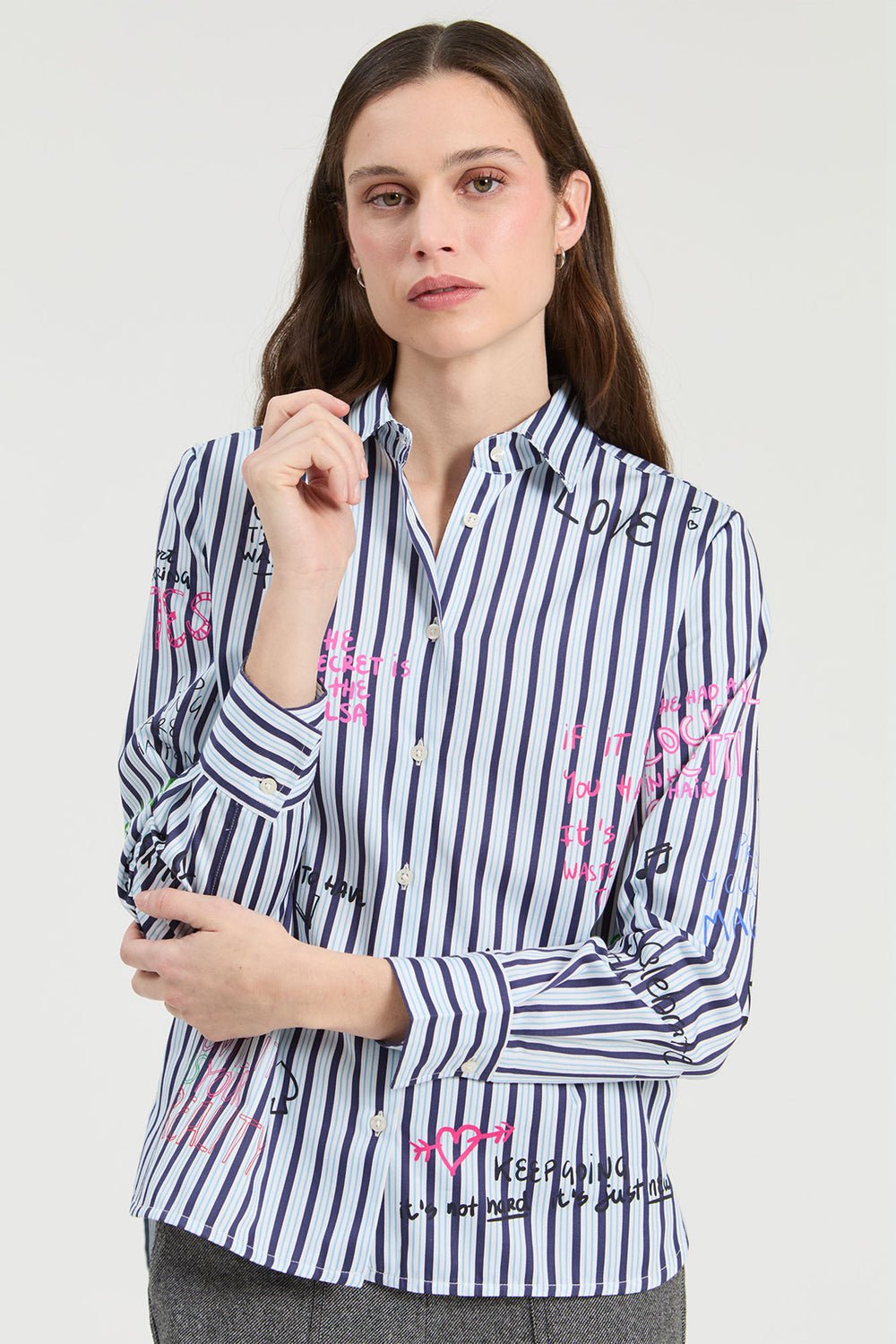 Vilagallo Noria Rayas Print Blouse at Shirley Allum