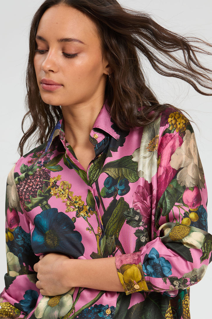 Vilagallo Pink Floral Silk Blouse at Shirley Allum