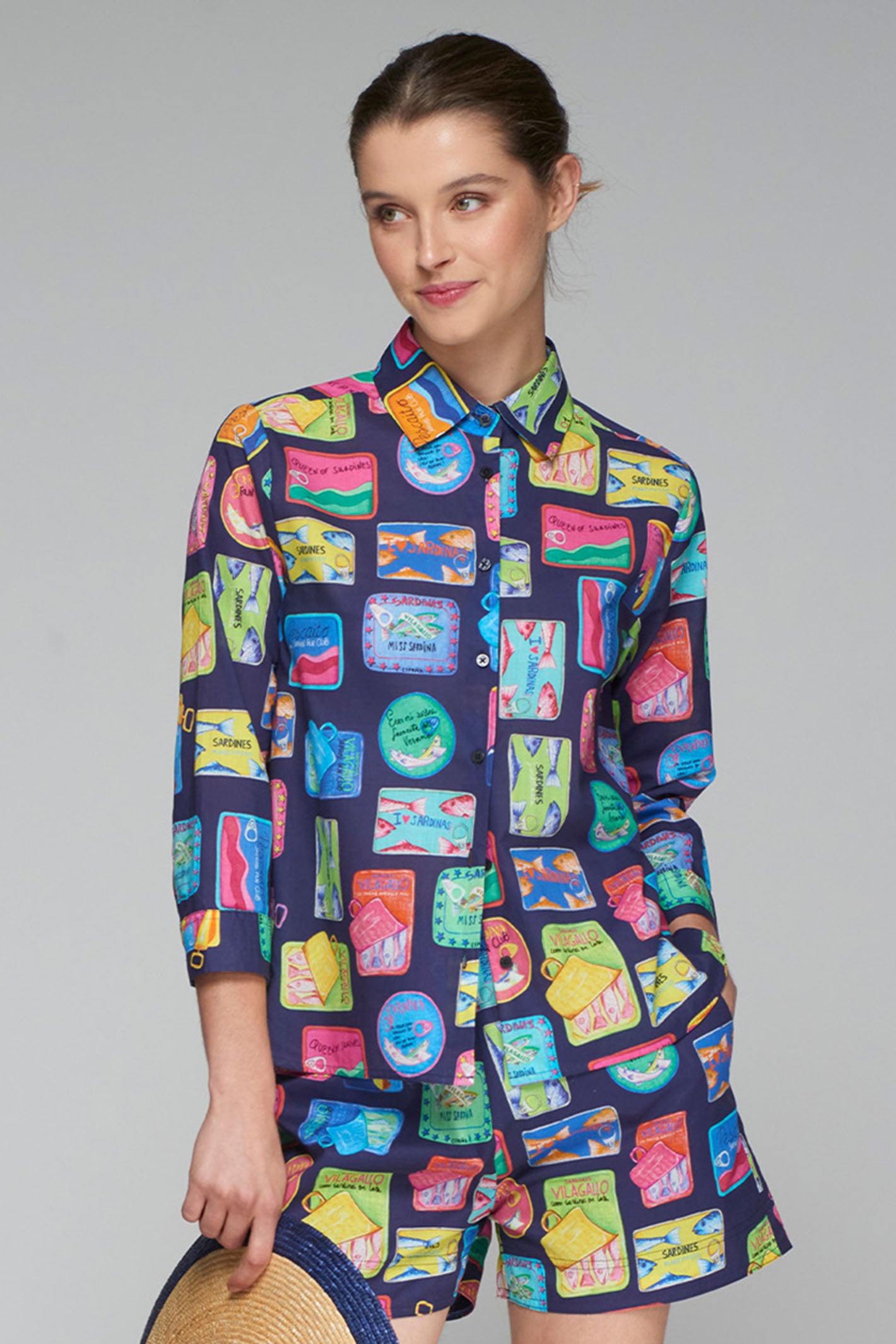 Vilagallo Poline Shirt Sardines Navy Voile 32373 – Shirley Allum Boutique