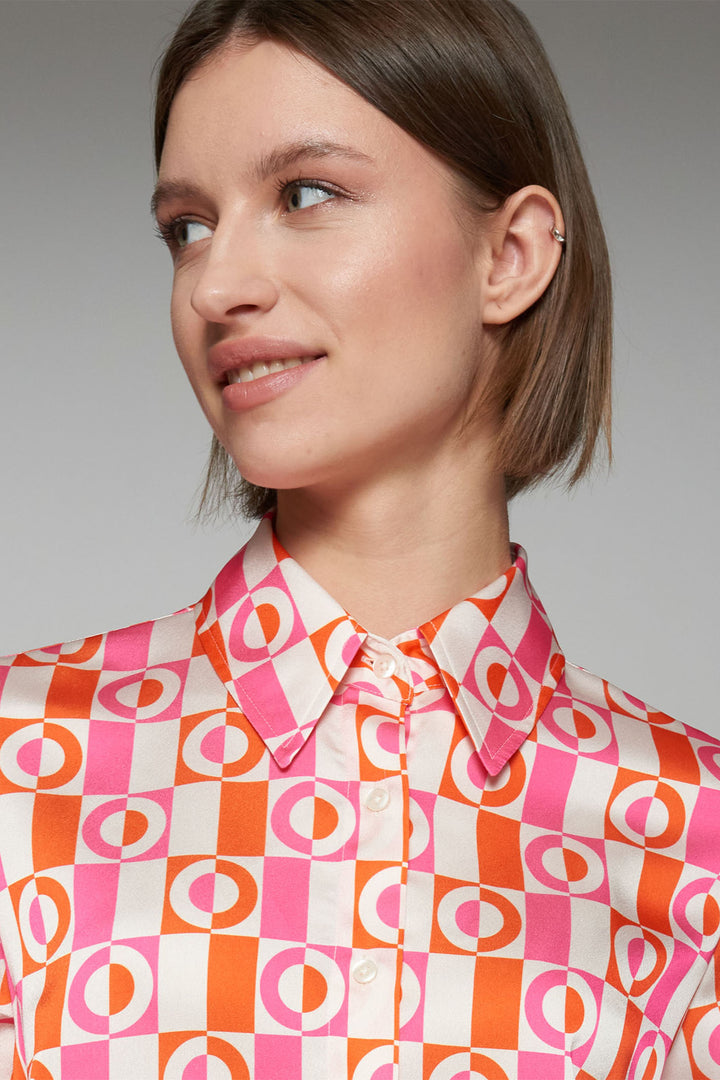Vilagallo Shirt Orange Geometric Print 31747 - Shirley Allum Boutique