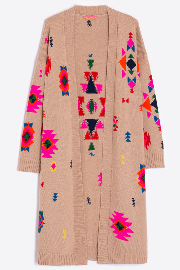 Vilagallo Stella Navajo Cardigan Camel 31909 - Shirley Allum Boutique