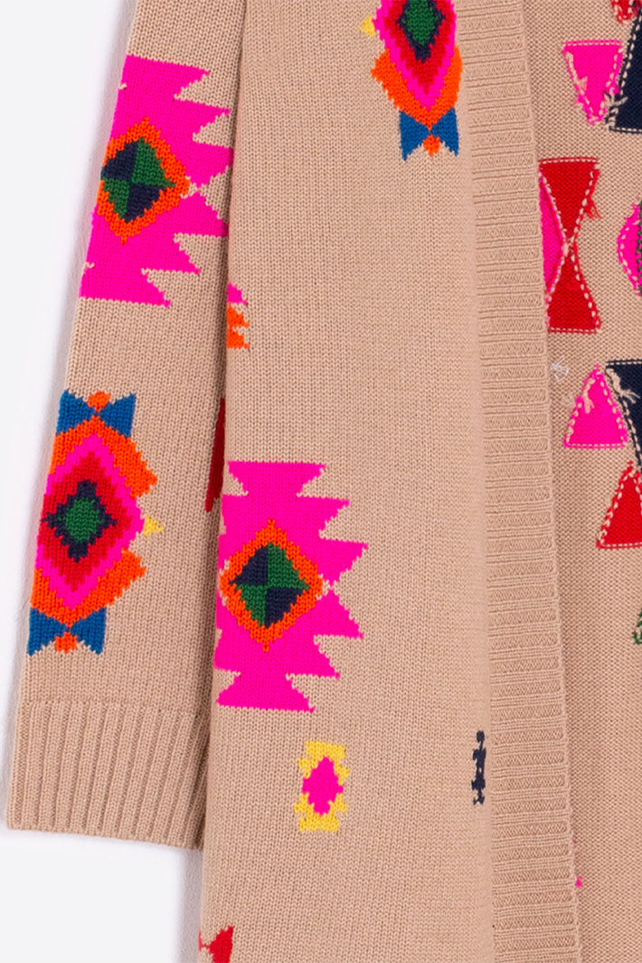 Vilagallo Stella Navajo Cardigan Camel 31909 - Shirley Allum Boutique