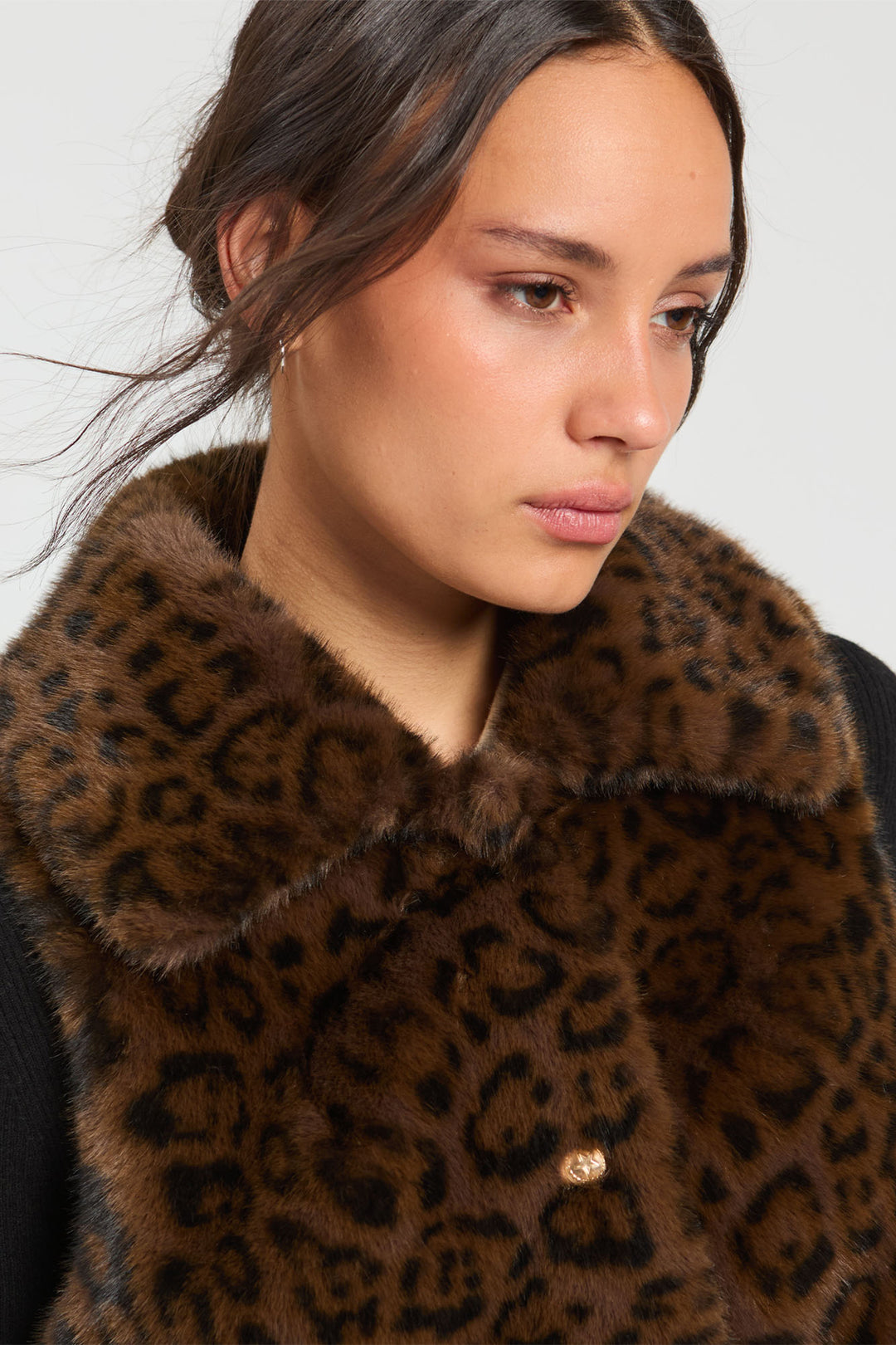 Vilagallo Vison Marron Eco Faux Fur Gilet at Shirley Allum