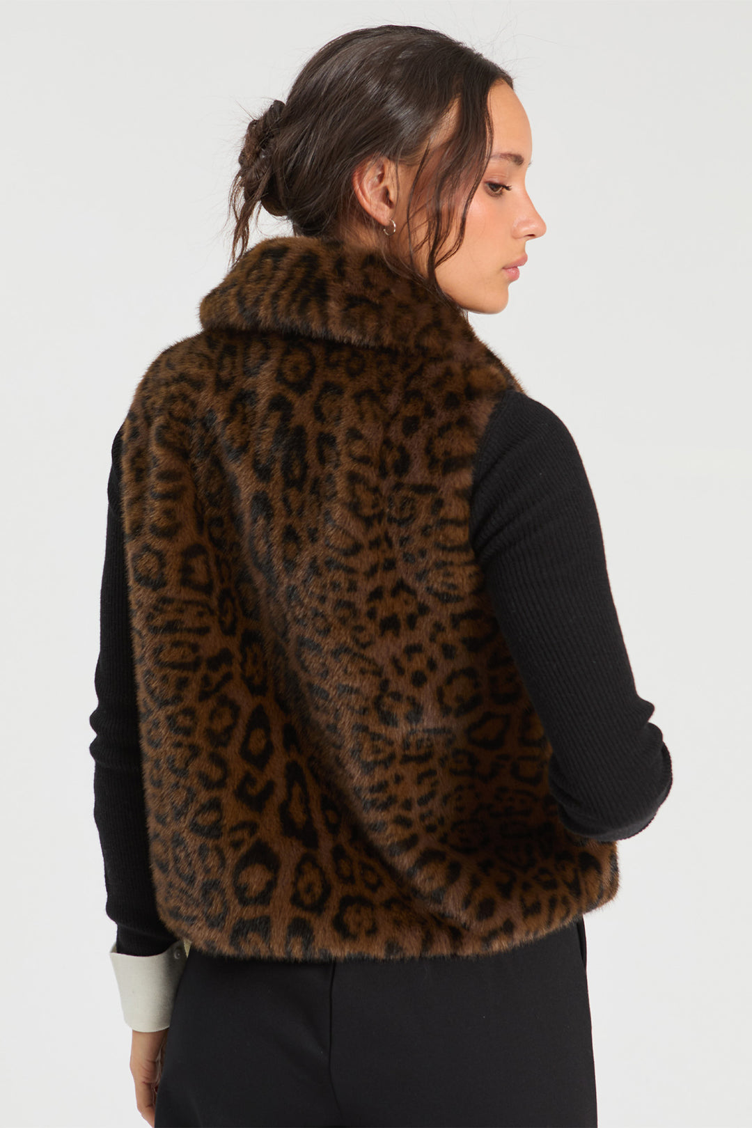 Vilagallo Vison Marron Eco Faux Fur Gilet at Shirley Allum