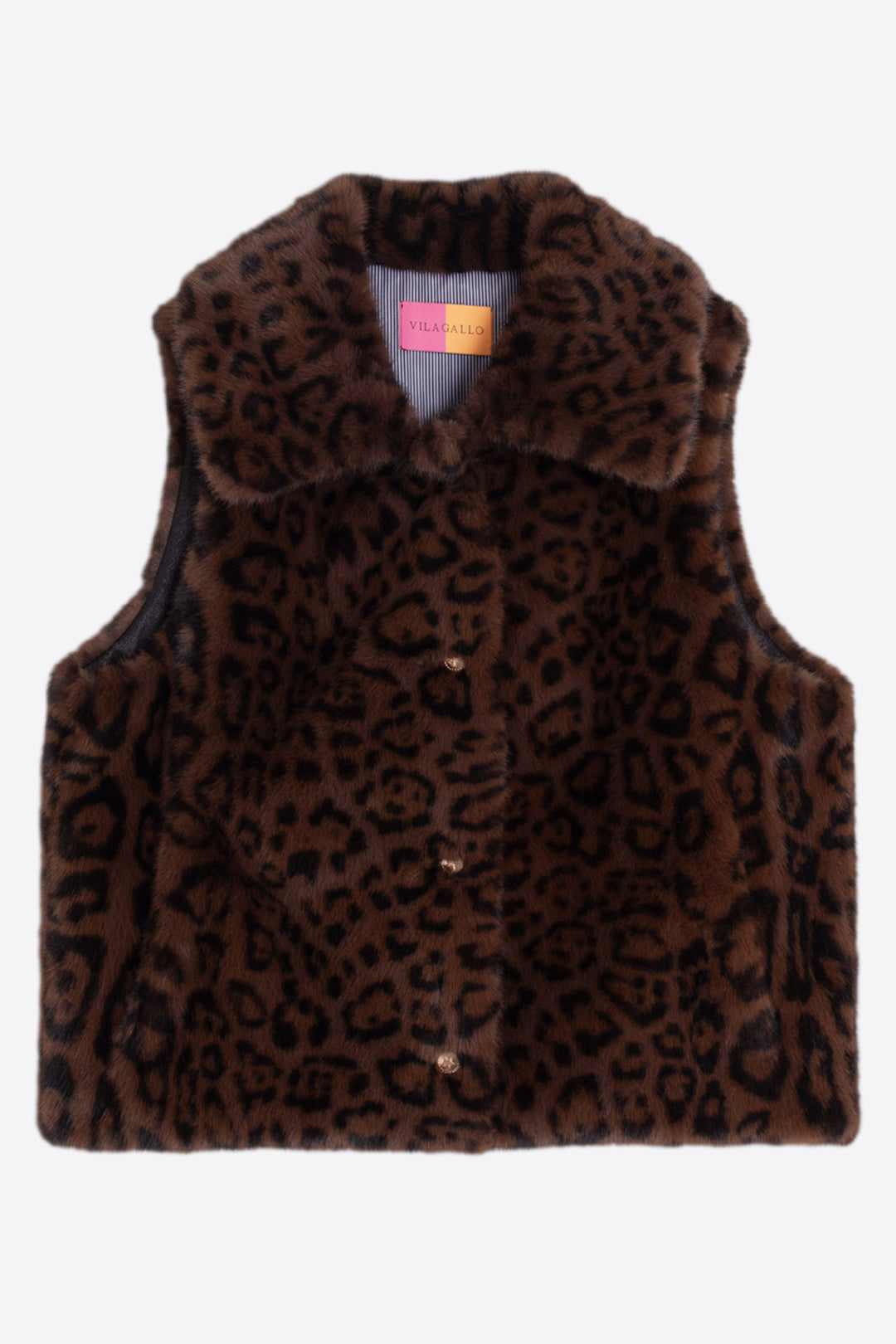 Vilagallo Vison Marron Eco Faux Fur Gilet at Shirley Allum