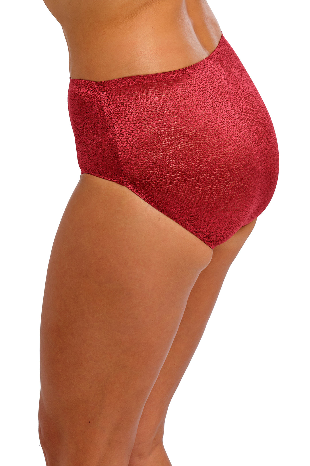 Red high-waisted underwear on a white background