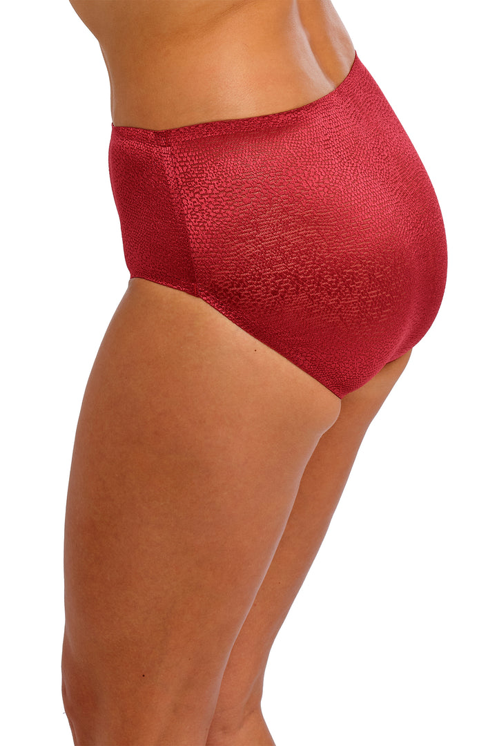 Red high-waisted underwear on a white background