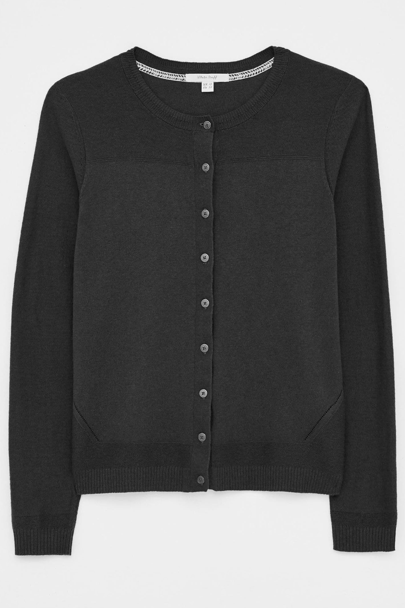 White Stuff 431676 Pure Black City Plain Crew Neck Cardigan