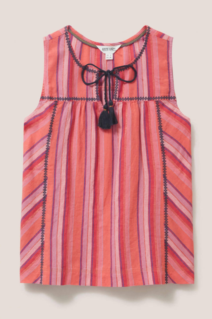 White Stuff 438692 Lisbet Pink Stripe Sleeveless Top - Shirley Allum Boutique