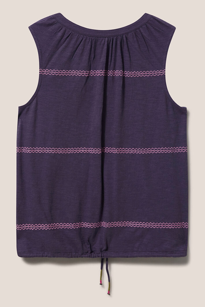 White Stuff 438761 Sunrise Embroidered Purple Top - Shirley Allum Boutique