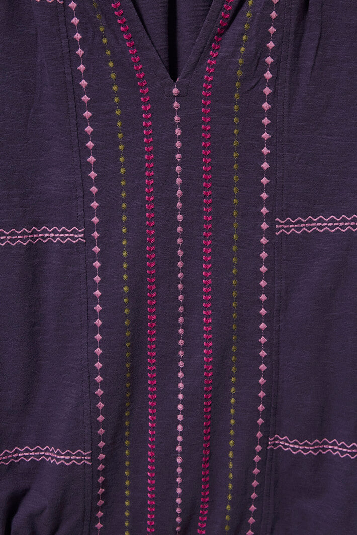 White Stuff 438761 Sunrise Embroidered Purple Top - Shirley Allum Boutique