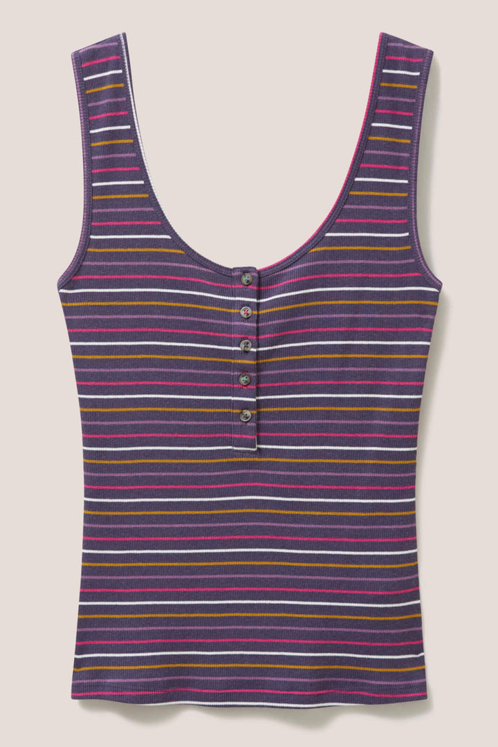 White Stuff 438859 Sherbert Purple Multi Stripe Vest - Shirley Allum Boutique