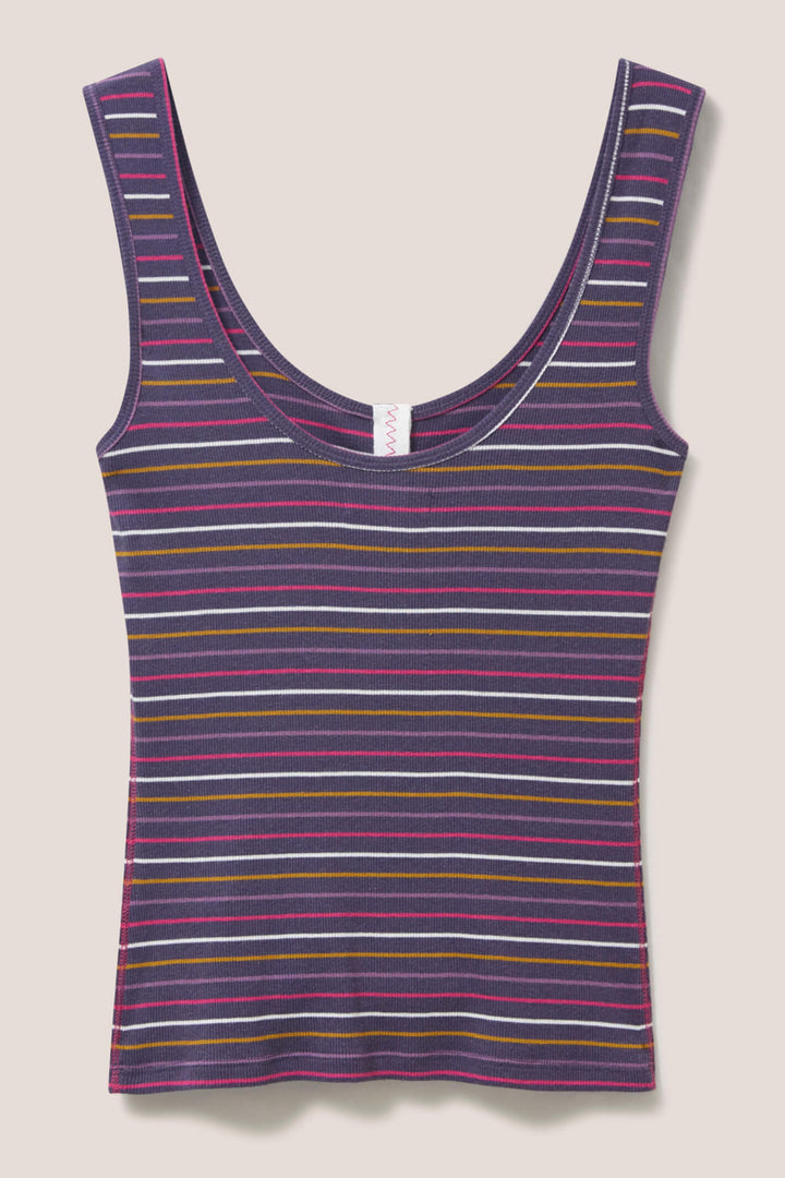 White Stuff 438859 Sherbert Purple Multi Stripe Vest - Shirley Allum Boutique