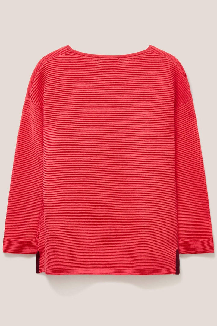 White Stuff 439249 Bright Pink Jana Relaxed Shoulder Ribbed Jumper - Shirley Allum Boutique
