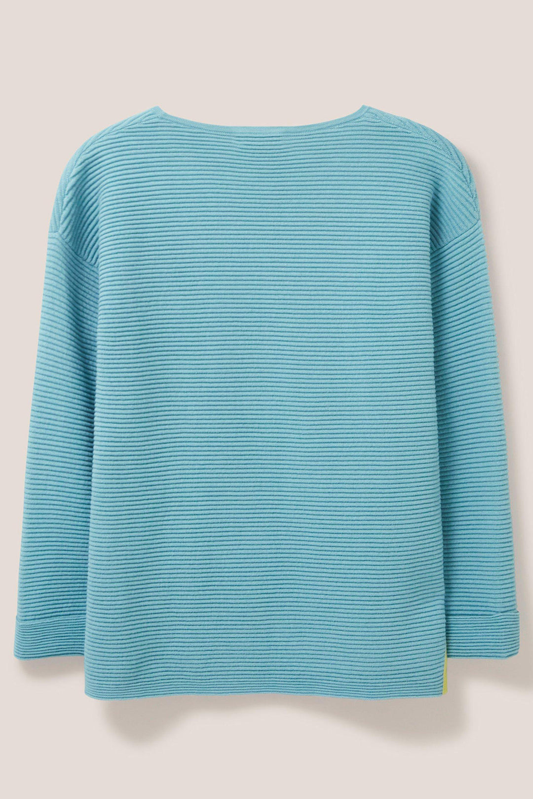 White Stuff 439249 Jana Mid Teal Blue Relaxed Shoulder Ribbed Jumper  - Shirley Allum Boutique