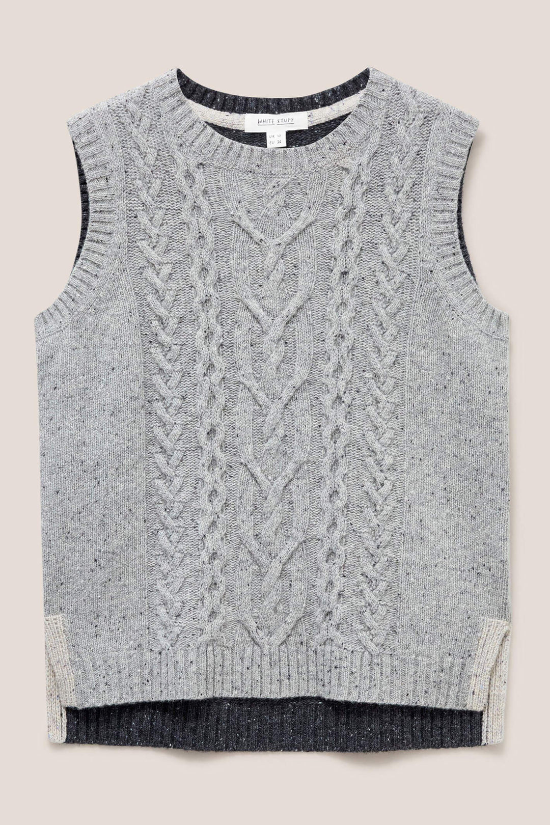 White Stuff 439264 Grey Colourblock Cableknit Tanktop Coverup - Shirley Allum Boutique