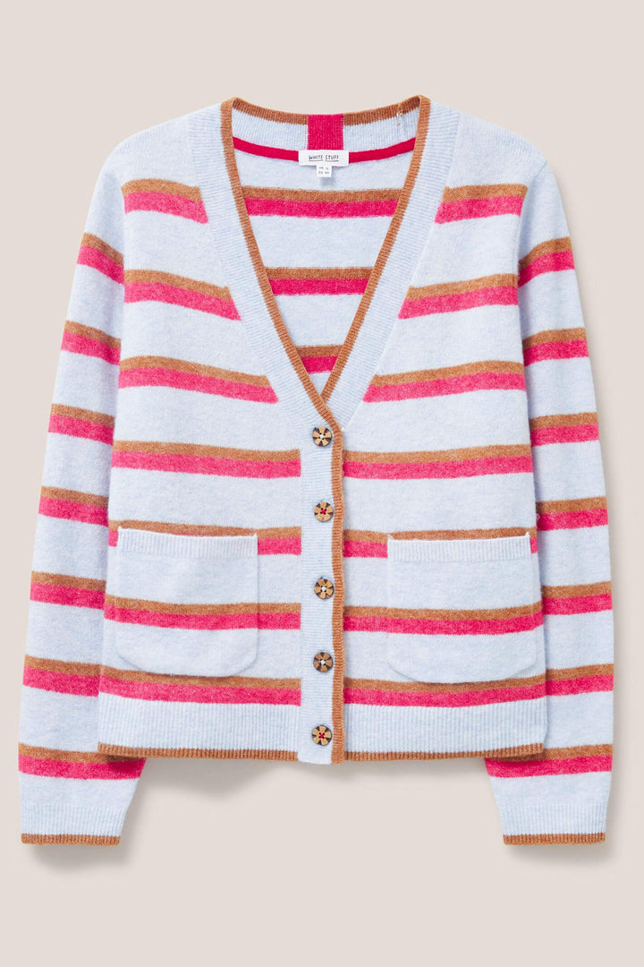 White Stuff 439270 Blue Striped Jamie Cardigan - Shirley Allum Boutique