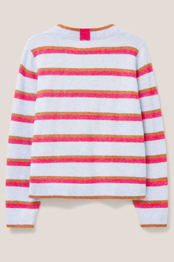 White Stuff 439270 Blue Striped Jamie Cardigan - Shirley Allum Boutique