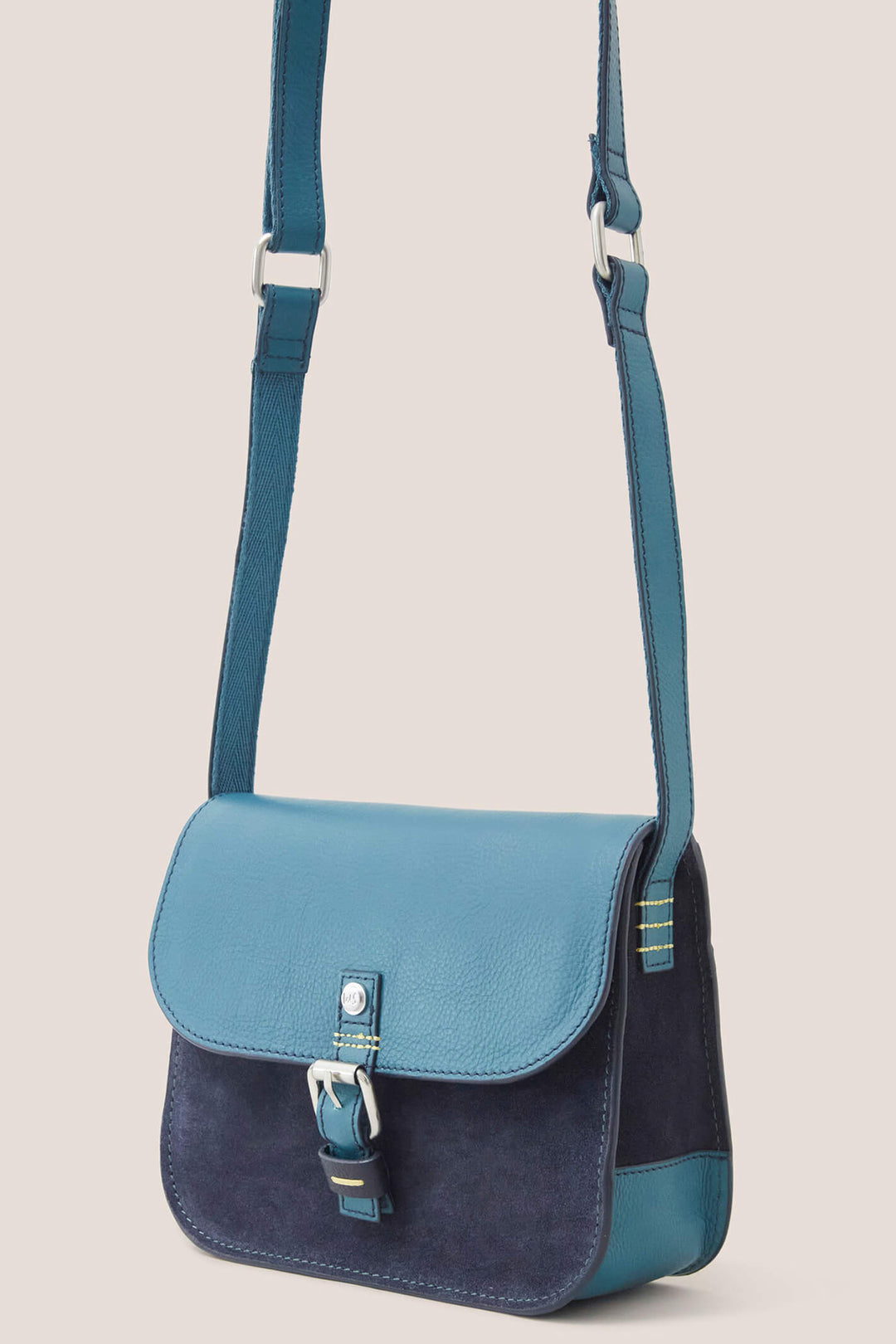 White Stuff 439448 Teal Eve Buckle Leather Satchel Bag - Shirley Allum Boutique