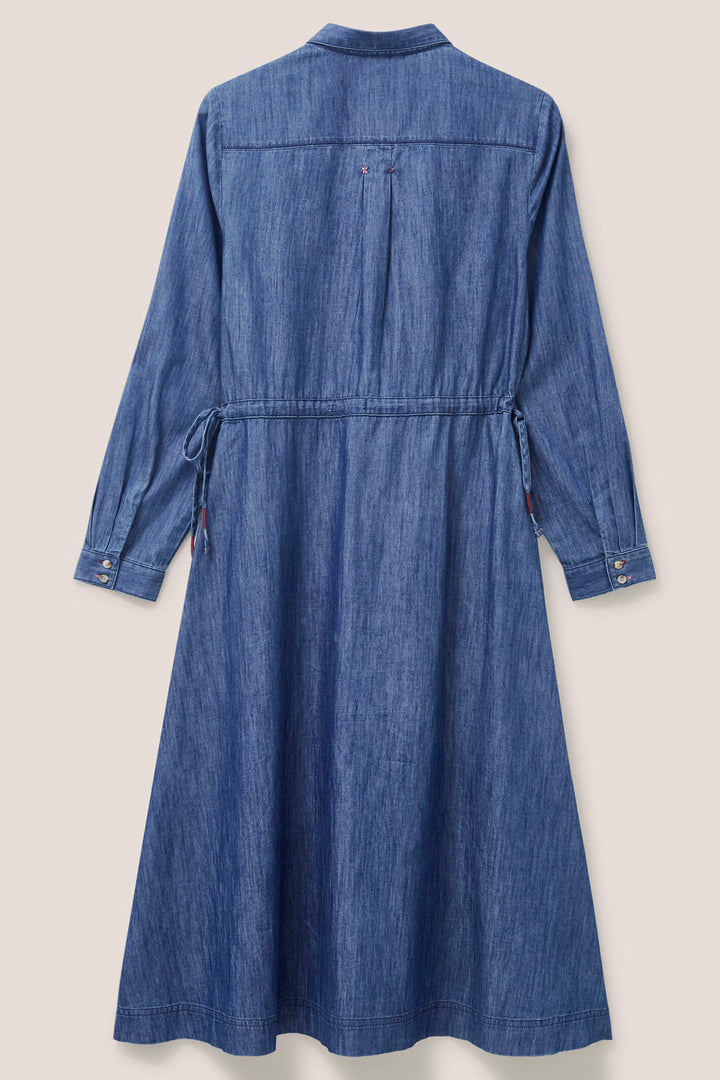 White Stuff 439496 Mid Denim Jade Blue Denim Shirt Dress - Shirley Allum Boutique