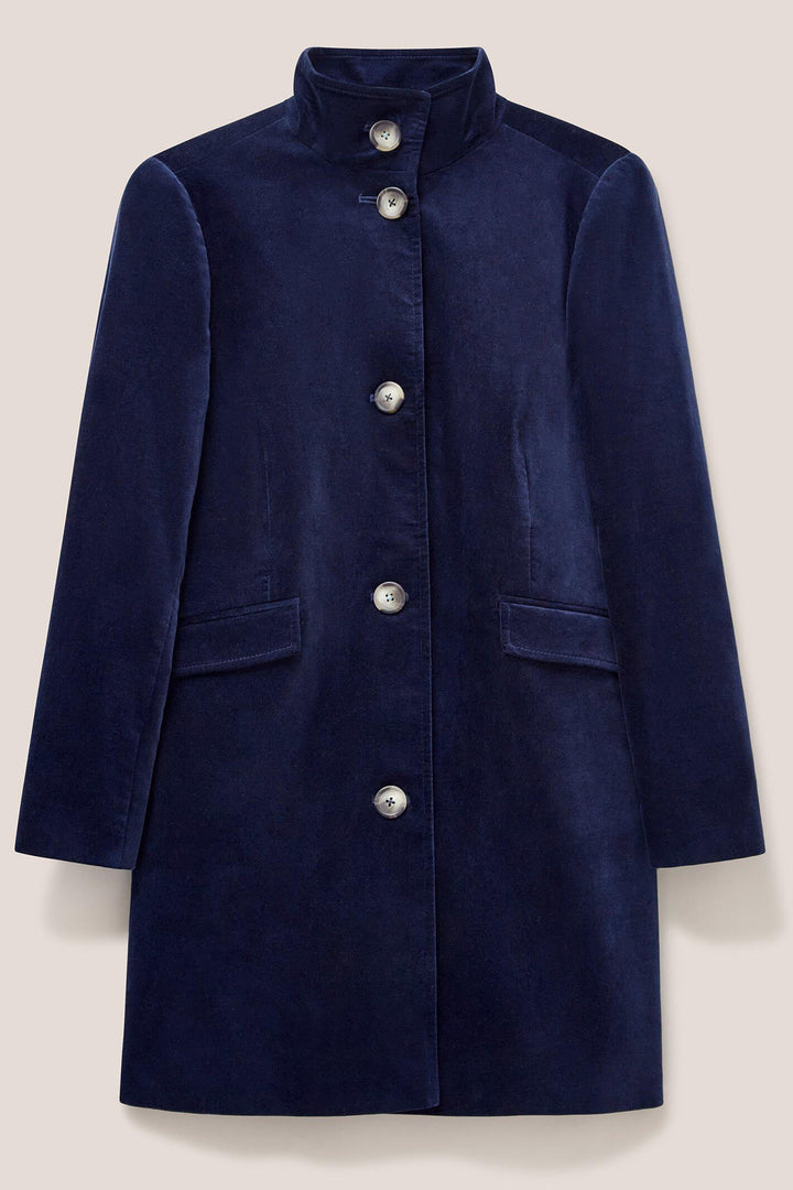 White Stuff 439515 Karla Dark Navy Velvet Coat  - Shirley Allum Boutique