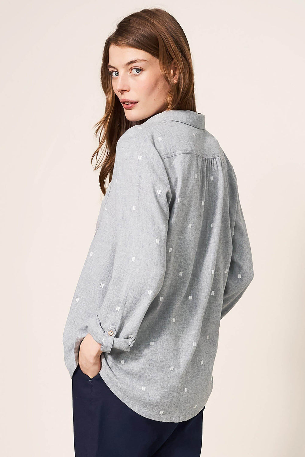 White Stuff 439531 Sophie Grey Organic Cotton Shirt - Shirley Allum Boutique
