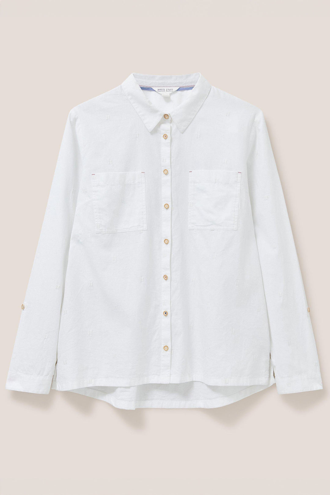 White Stuff 439531 Sophie Pale Ivory Organic Cotton Print Shirt - Shirley Allum Boutique