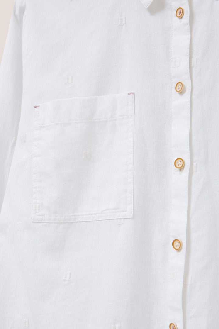 White Stuff 439531 Sophie Pale Ivory Organic Cotton Print Shirt - Shirley Allum Boutique