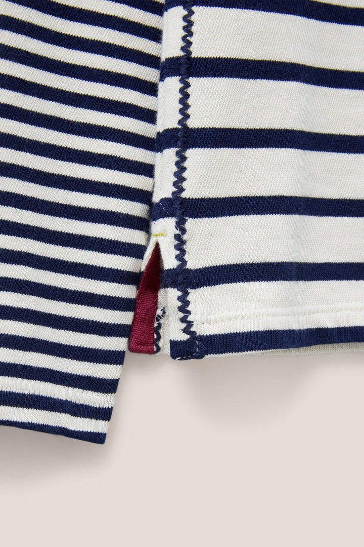White Stuff 439557 Whisper Interlock Navy Blue Multi Stripe T-Shirt - Shirley Allum Boutique
