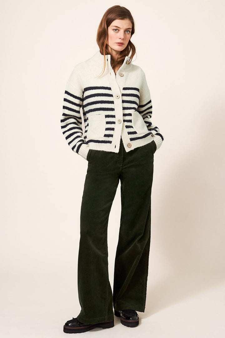 White Stuff 439580 Ivory Bonnie Navy Stripe Cardigan - Shirley Allum Boutique