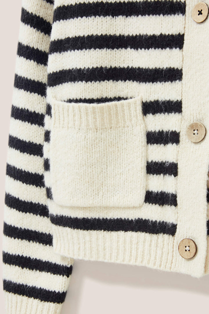 White Stuff 439580 Ivory Bonnie Navy Stripe Cardigan - Shirley Allum Boutique