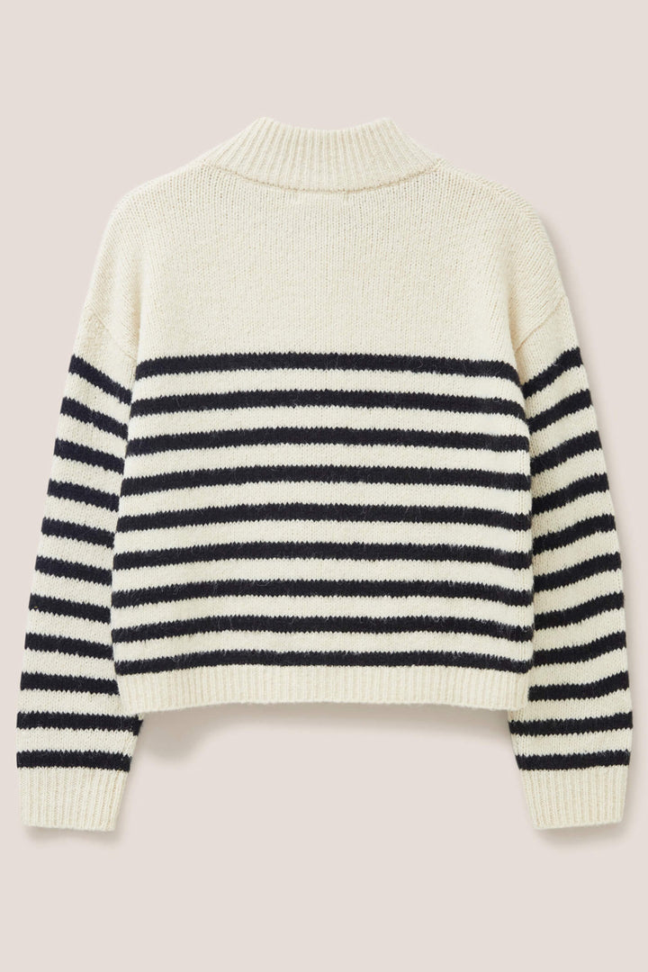 White Stuff 439580 Ivory Bonnie Navy Stripe Cardigan - Shirley Allum Boutique