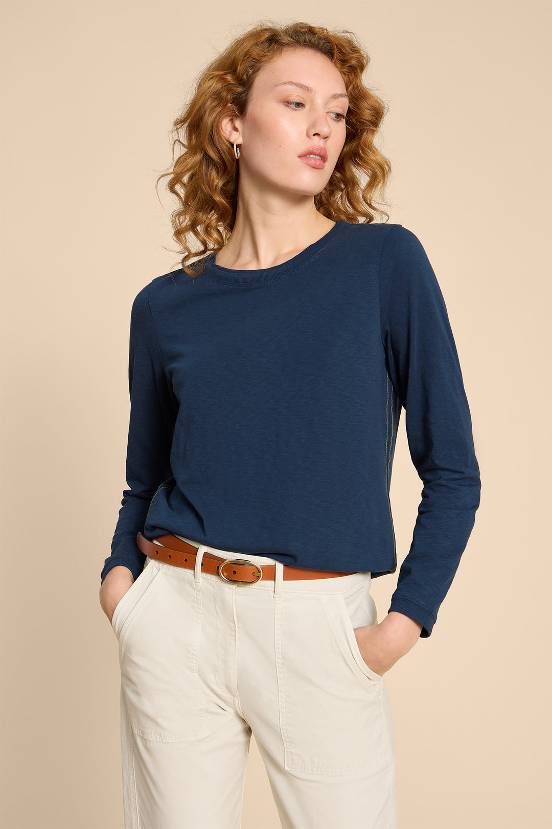 White Stuff 440353 Clara Dark Navy Long Sleeve T-Shirt - Shirley Allum Boutique