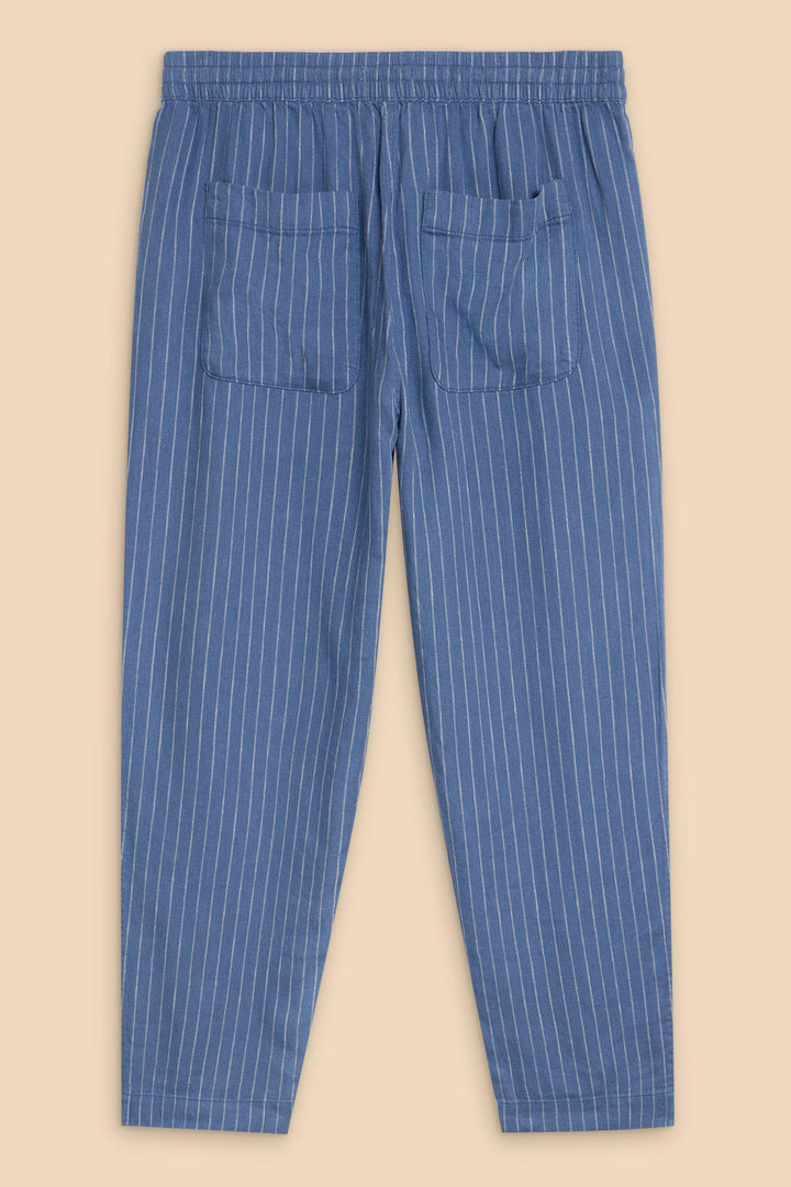 White Stuff 440433 Elle Blue Striped Linen Blend Trousers - Shirley Allum Boutique