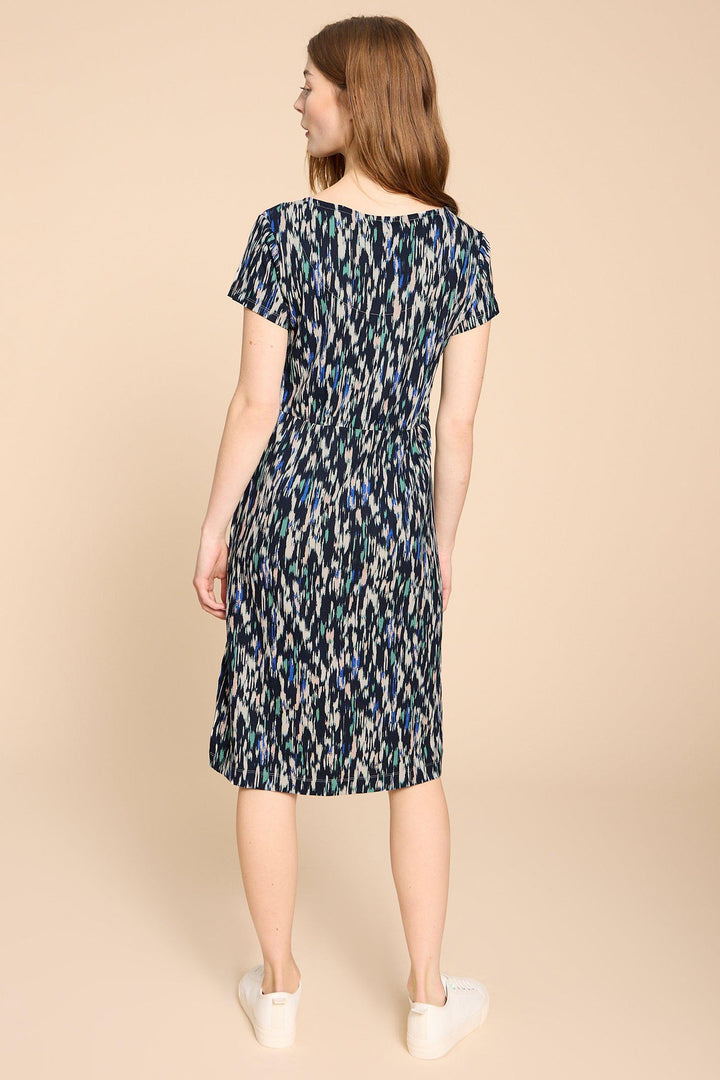 White Stuff 440474 Tallie Ecovero Navy Multi Jersey Dress - Shirley Allum Boutique