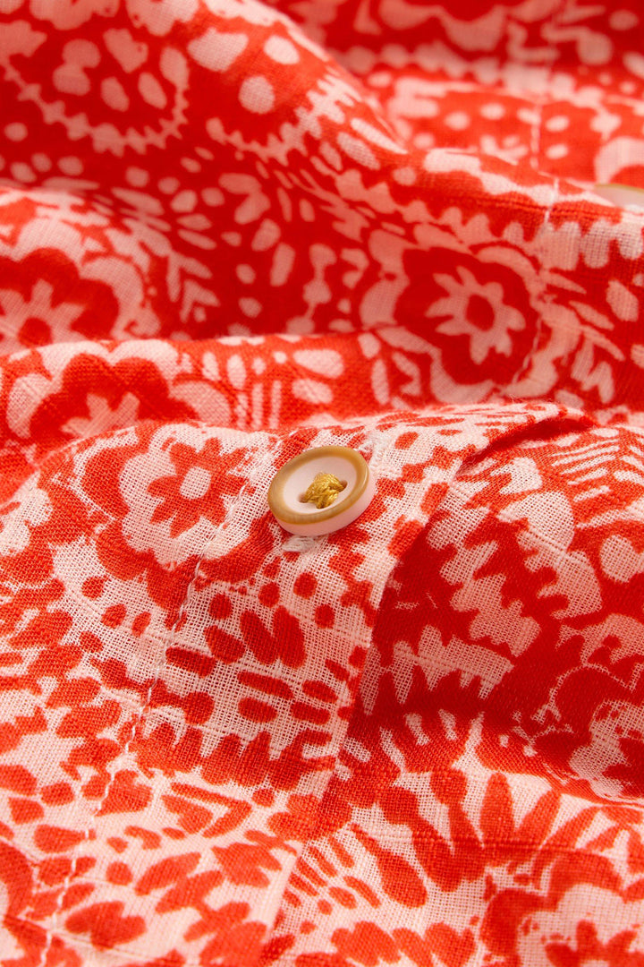 White Stuff 440875 Ellie Orange Print Organic Cotton Shirt - Shirley Allum Boutique