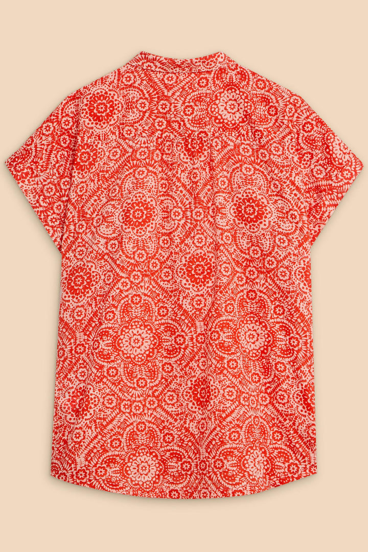 White Stuff 440875 Ellie Orange Print Organic Cotton Shirt - Shirley Allum Boutique