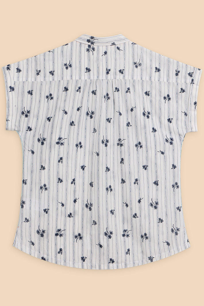 White Stuff 440876 Ellie Ivory Multicolour Stripe Embroidered Shirt - Shirley Allum Boutique