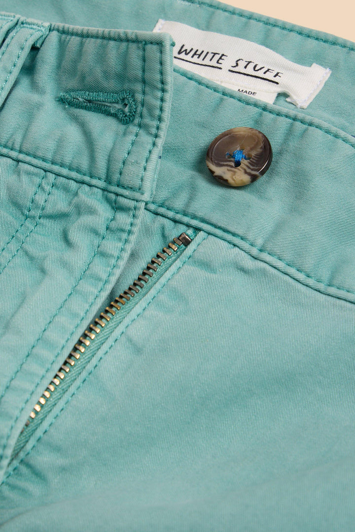 White Stuff 440946 Hayley Mid Teal Organic Chino Shorts - Shirley Allum Boutique