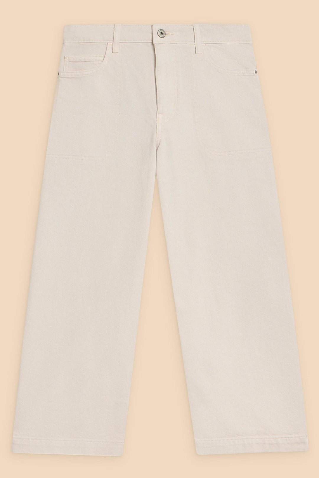 White Stuff 440997 Tia Natural White Wide Leg Cropped Jeans - Shirley Allum Boutique