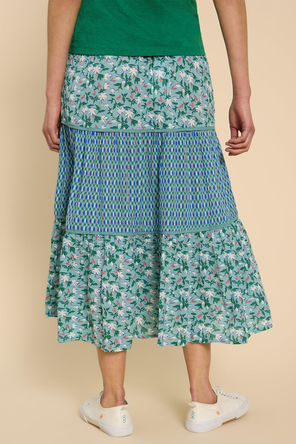 White Stuff 441004 Mabel Teal Green Mixed Print Skirt - Shirley Allum Boutique