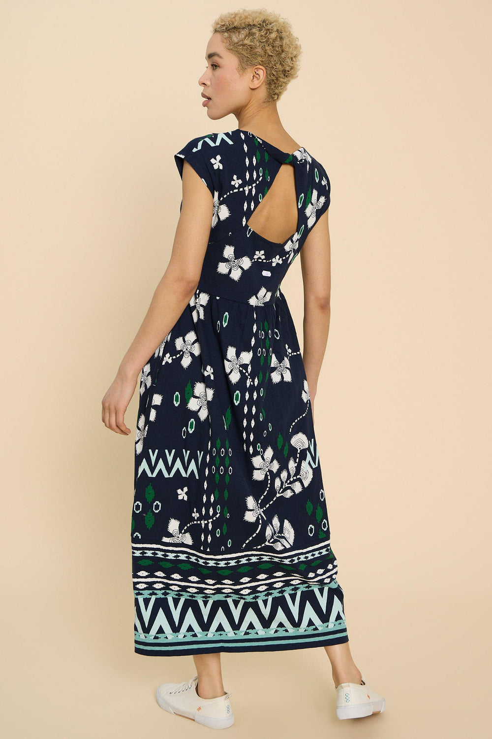 White Stuff 441011 Addison Navy Print Cotton Jersey Dress - Shirley Allum Boutique