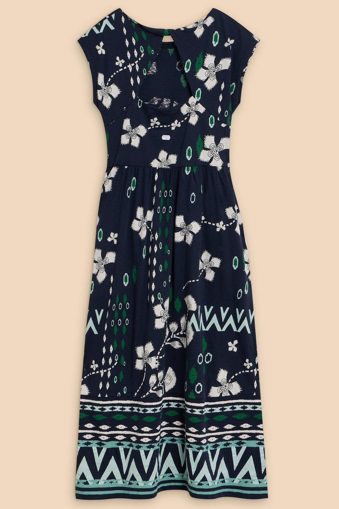 White Stuff 441011 Addison Navy Print Cotton Jersey Dress - Shirley Allum Boutique