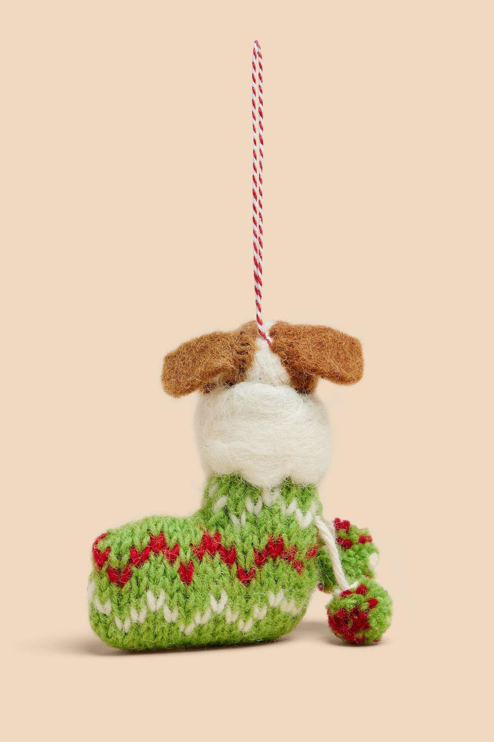 White Stuff 441201 White MLT Dog In A Stocking Hanging Decoration - Shirley Allum Boutique