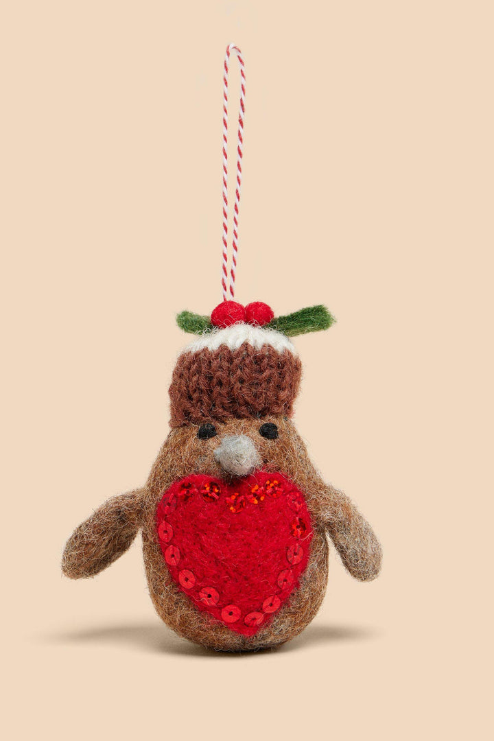 White Stuff 441215 Brown MLT Christmas Robin Hanging Decoration - Shirley Allum Boutique