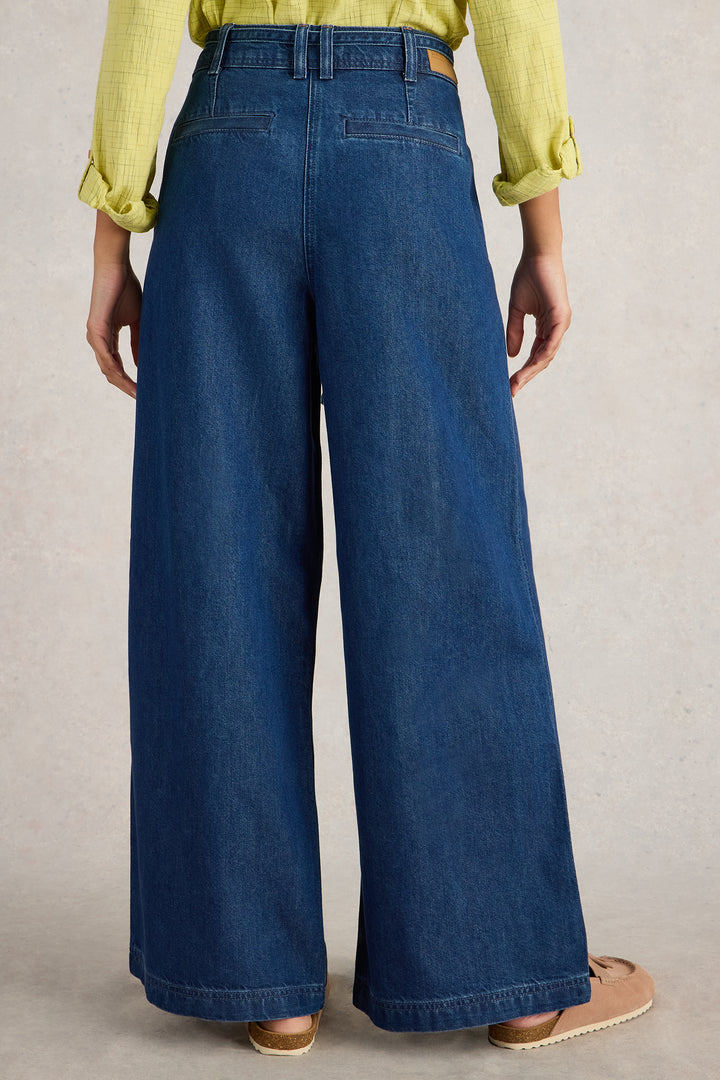 White Stuff 442675 Sasha Mid Denim Blue Wide Leg Jean