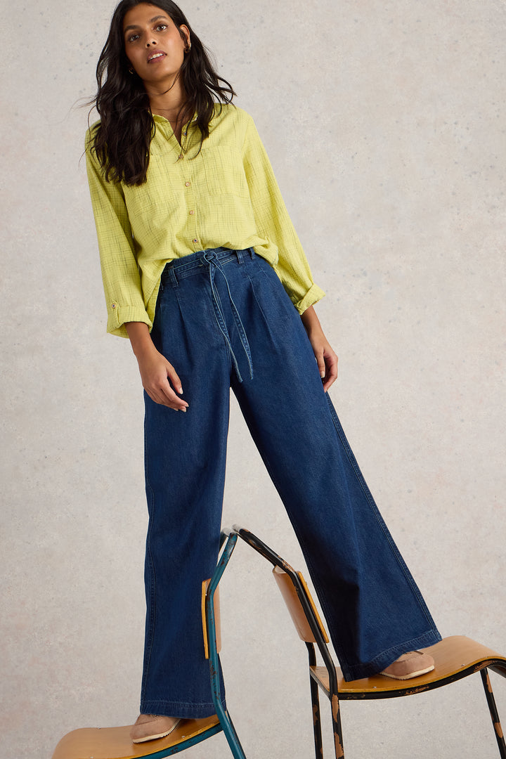 White Stuff 442675 Sasha Mid Denim Blue Wide Leg Jean