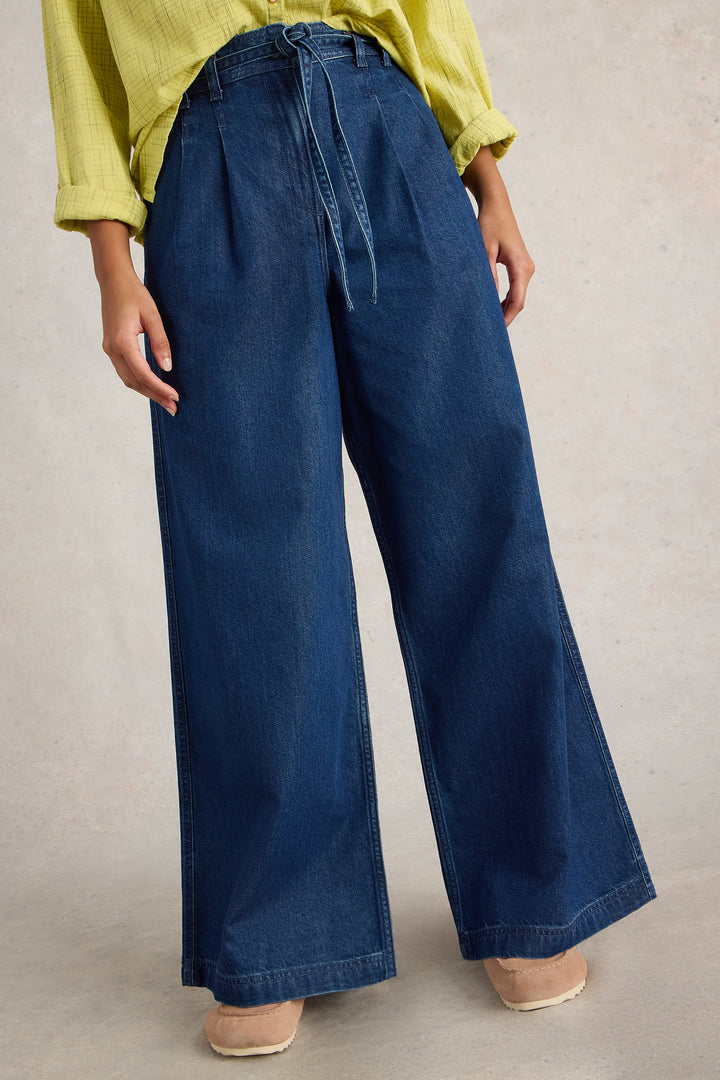 White Stuff 442675 Sasha Mid Denim Blue Wide Leg Jean