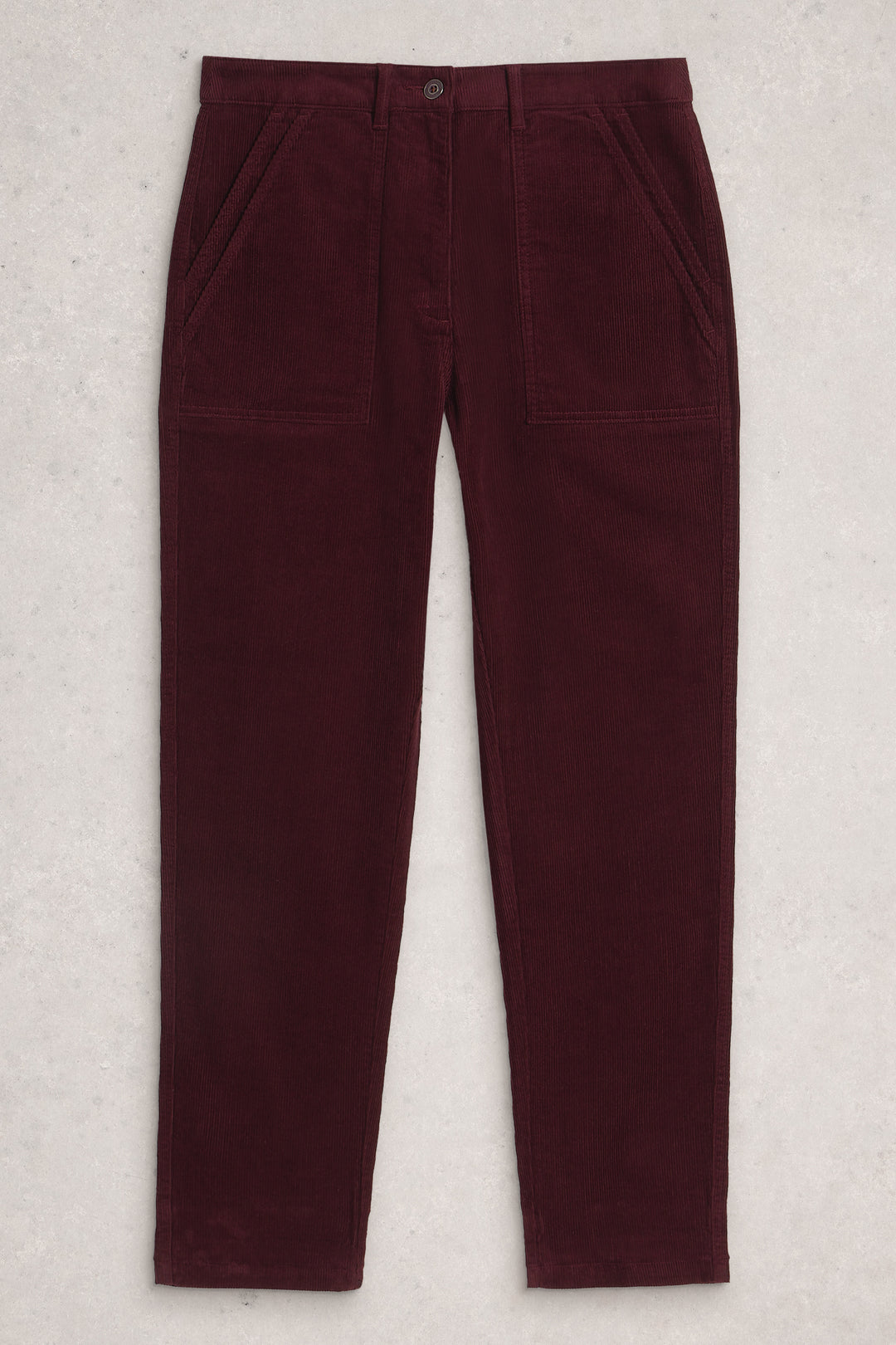 Maroon pants on a light gray background